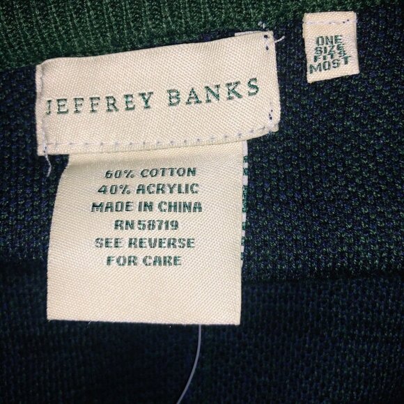 Jeffrey Banks Womens One Size Green Blue Black Plaid Shawl Wrap Scottish New - Picture 8 of 8